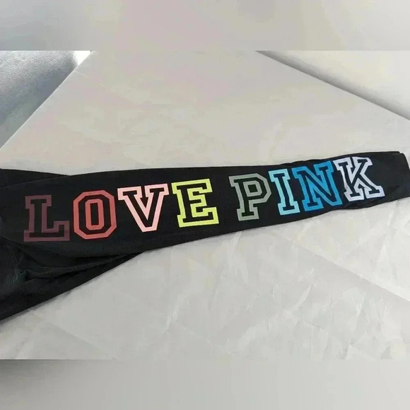 Pink victoris'a secret Yoga women's size small black leggings logo hit on side - Picture 2 of 13